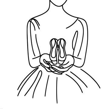 ballerina holding ballet shoes line art clip art preview