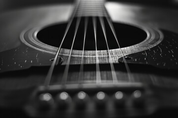 Obraz premium A close up of a guitar neck with the strings visible