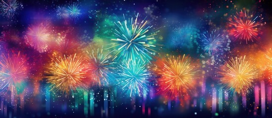 Fototapeta premium Vibrant Fireworks Display in the Night Sky