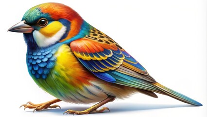 Fototapeta premium Vibrant bird illustration against a white background, perfect for nature and wildlife design projects, adding a touch