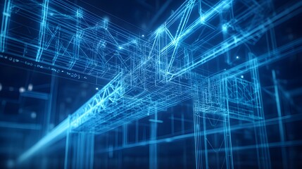 Detailed blueprint wallpaper of a futuristic bridge with bold design
