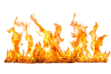 Bright orange flames flicker and dance against a transparent background, creating a dynamic visual effect for various designs and creative projects