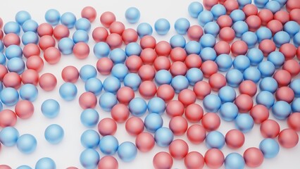 Ball pink and blue color in white background 3d illustration render