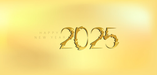 A festive gold background featuring elegant golden numbers celebrating the arrival of the New Year 2025