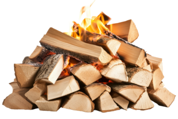 A neatly stacked pile of firewood ready for an evening bonfire to warm up a chilly outdoor gathering