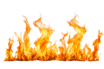 Vibrant flames dancing against a transparent background, creating a dynamic visual of fire in motion during a bright setting