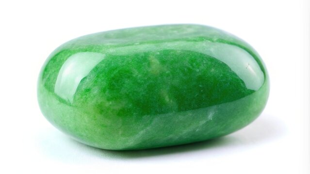 Close-Up Green jade jemstone isolated on white background