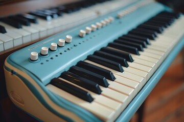 A blue and white keyboard with a black and white keyboard next to it