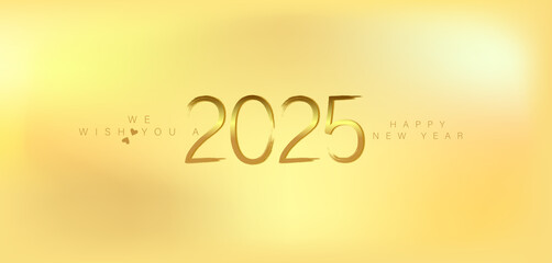 A festive gold background featuring elegant golden numbers celebrating the arrival of the New Year 2025