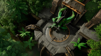 Alien Temple Battle Map for Sci-Fi DnD, Top-Down Tabletop Role-Playing Game Map, Futuristic Temple Adventure Background, Virtual Tabletop RPG Asset for Space Exploration, High-Resolution Sci-Fi Enviro