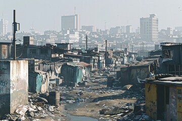 ai generative slums on the outskirts of the city