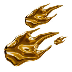 3D Gold Y2K Holographic Abstract Shape Fluid Chrome Chromatic Cyber Glass Fluid Iridescent...