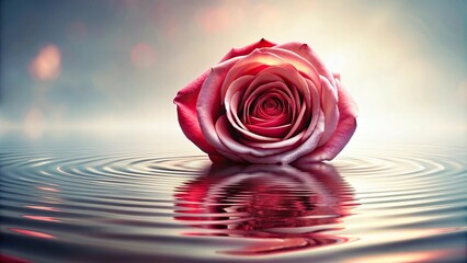 Symmetrical Aesthetic background rose shadow with sparkle water ripple texture