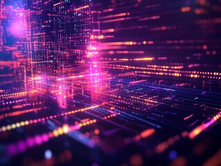 Fototapeta premium 2408 81.A glowing command prompt enters instructions to generate an AI-driven business solution, with futuristic digital elements swirling around the screen. The AI responds, highlighting its role in