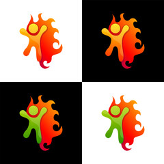 colorful human fire  logo design