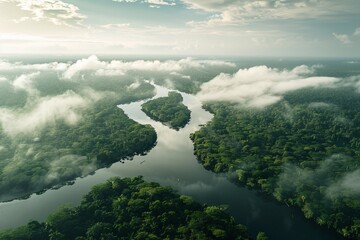 ai generative large rivers branching rainforests