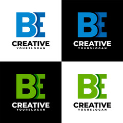 colorful letter b e logo design