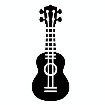 recommend clip art: Ukulele black vector icon outline silhouette illustration