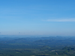 Naklejka premium mountain sea sky It was a wonderful vacation. beautiful sea in Thailand. top view beach with cloud and blue sky. Phuket, Thailand
