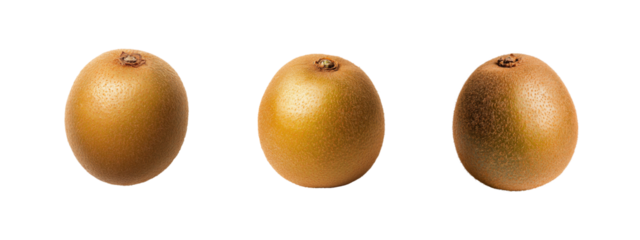 A single golden kiwi fruit on a white background