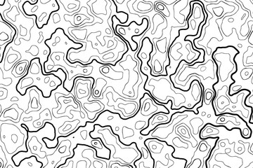 Topographic map pattern with thin and thick black lines