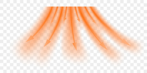 Hot air flow from air conditioner. Propagation of heat waves with direction. 3d vector