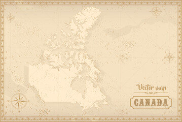 Obraz premium Map of Canada in the old style, brown graphics in retro fantasy style