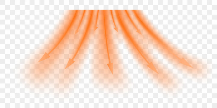 Hot air flow from air conditioner. Propagation of heat waves with direction. 3d vector