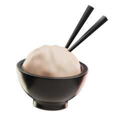 Rice Bowl Asian Food illustration 3D 