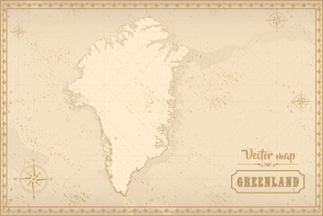 Obraz premium Map of Greenland in the old style, brown graphics in retro fantasy style