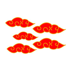 Simple red gold Chinese cloud ornament