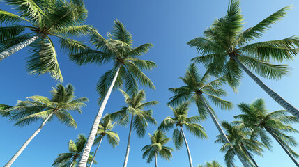 Tall Palm Trees Swaying Gently in the Tropical Ocean Breeze