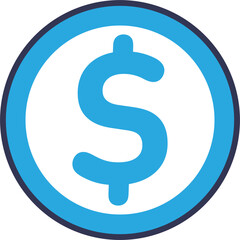 Blue dollar sign symbol representing cost, expenses, and financial transactions.