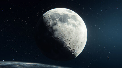 Obraz premium Majestic Moon Surrounded by Twinkling Stars in a Clear Night Sky
