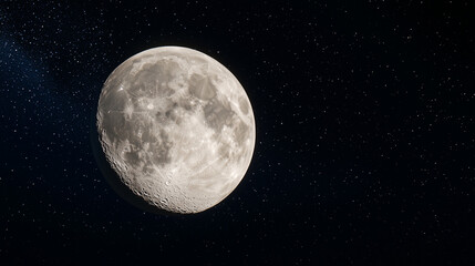 Naklejka premium Majestic Moon Surrounded by Twinkling Stars in a Clear Night Sky