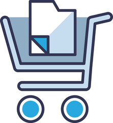 Shopping cart with a file folder, symbolizing data acquisition and management in a datamart context.