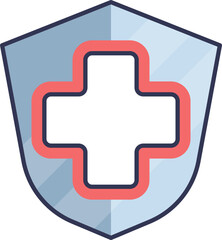 Shield with a medical cross symbolizing health insurance protection.
