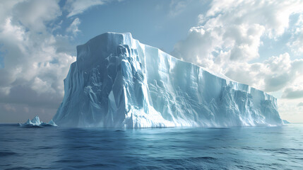 A huge iceberg or glacier in Arctic or Antarctic waters. AI generated art