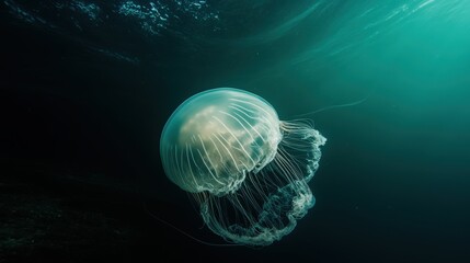 Ethereal Jellyfish Pulsating in Deep Ocean Waters