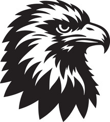 The eagle has a very angry expression on its head. The eyes are wide open and the beak is pointed