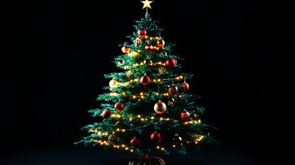 Fototapeta premium A Christmas tree decorated with ornaments and tinsel