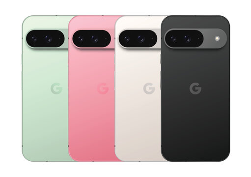 Google Pixel 9 pack. Realistic vector illustration.