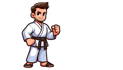 Obraz premium Brave Cartoon Karate Fighter with Determined Expression