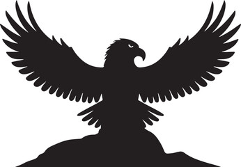 Eagle with spread wings vector. Eagle spreading its wing. Black and white vector.