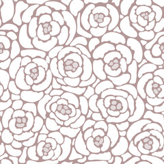 Abstract Floral Seamless Pattern with Hand-Drawn Roses in Minimalist Style in Vector Format for Digital and Print Projects