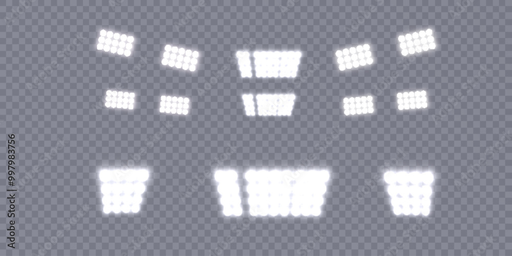 Aufkleber set of spotlight lighting effects. set of glowing isolated lighting effects for stadium, presentatio