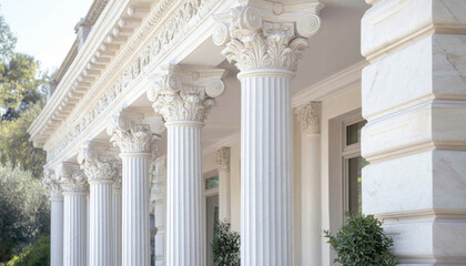 Obraz premium White marble columns supporting the roof of a building
