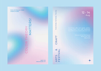 Art and design gradient poster template vector set. Set of in various designs. Poster gradient design vector set. Aesthetic pastel holographic poster design set. Pastel holographic gradient poster