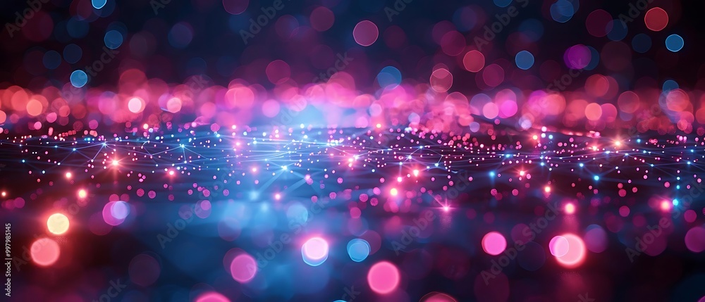 Wall mural a vibrant abstract background featuring colorful lights and bokeh effects.