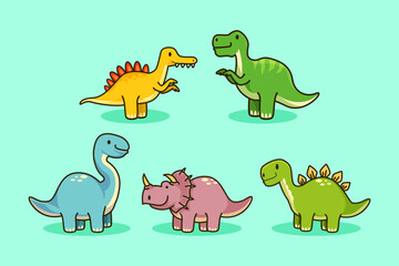 Set Of Cute Dinosaur Illustration
